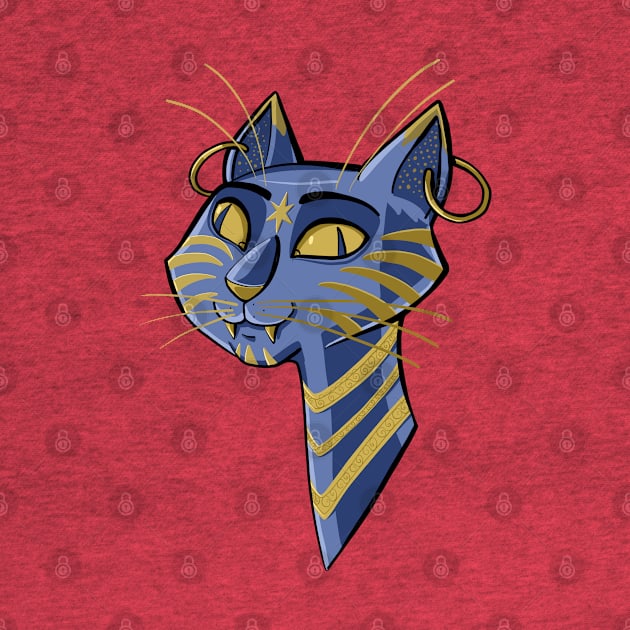 Head of Egyptian cat with earrings in ears by duxpavlic